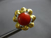 ESTATE LARGE AAA CORAL 18KT YELLOW GOLD 3D FLOWER FUN CLIP ON EARRINGS #28059