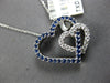 .60CT DIAMOND & AAA SAPPHIRE 14KT WHITE GOLD DOUBLE HEART LOVE FLOATING PENDANT