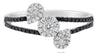 WIDE .37CT WHITE & BLACK DIAMOND 14KT WHITE GOLD 3D DOUBLE LEAF FLOWER FUN RING