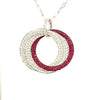 2.62CT DIAMOND & AAA RUBY 18KT WHITE GOLD MULTI ROW CIRCULAR TRINITY FUN PENDANT