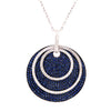 LARGE 5.7CT DIAMOND & AAA SAPPHIRE 18KT WHITE GOLD CIRCULAR FUN FLOATING PENDANT