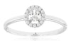 ESTATE .10CT DIAMOND 14KT WHITE GOLD 3D ROUND CLASSIC HALO ENGAGEMENT RING