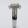 LARGE 1.46CT WHITE & CANARY DIAMOND 18KT 2 TONE GOLD DOUBLE HALO ENGAGEMENT RING