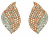 ESTATE .80CT DIAMOND 14KT WHITE & ROSE GOLD 3D LEAF MULTI ROW CLASSIC EARRINGS