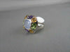 ESTATE 9.65CTW WIDE MULTI COLOR STONES 14KT WHITE GOLD RING