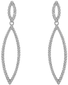 .45CT DIAMOND 14KT WHITE GOLD INFINITY OPEN MARQUISE SHAPE LEAF HANGING EARRINGS