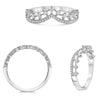ESTATE .29CT DIAMOND 14KT WHITE GOLD 3D ROUND CLASSIC V SHAPE CROWN RING
