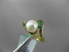 ESTATE .05CT AAA EMERALD & SOUTH SEA PEARL 14KT YELLOW GOLD 3D ANNIVERSARY RING