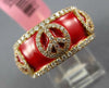 WIDE 1.40CT DIAMOND & RED ENAMEL 18K ROSE GOLD 3D MULTI PEACE SIGN ETERNITY RING