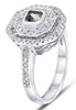 .66CT DIAMOND & AAA SMOKY TOPAZ 14KT WHITE GOLD EMERALD CUT & ROUND OCTAGON RING