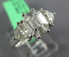 1.28CT DIAMOND 18KT WHITE GOLD MOON CUT & BAGUETTE 3 STONE LOOK ENGAGEMENT RING