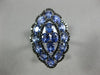 ESTATE LARGE 6.37CT BLACK DIAMOND & TANZANITE 14K WHITE GOLD MARQUISE SHAPE RING