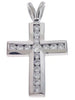 ESTATE .39CT DIAMOND 14KT WHITE GOLD 3D CLASSIC CHANNEL CROSS FLOATING PENDANT
