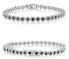 3.78CT DIAMOND & AAA SAPPHIRE 14KT WHITE GOLD 3D MULTI FLORAL TENNIS BRACELET