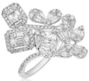 LARGE 1.80CT DIAMOND 18KT WHITE GOLD ROUND & BAGUETTE CLUSTER MULTI SHAPE RING
