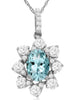 1.15CT DIAMOND & AAA AQUAMARINE 14K WHITE GOLD 3D STAR OF DAVID FLOATING PENDANT