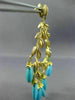 ESTATE EXTRA LARGE 1.25CT DIAMOND & TURQUOISE 18KT YELLOW GOLD HANGING EARRINGS