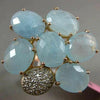ESTATE LARGE 10.25CT DIAMOND & AAA BLUE QUARTZ 14KT YELLOW GOLD 3D FLOWER RING