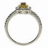 .72CT WHITE ORANGE & FANCY YELLOW DIAMOND 18KT 2 TONE GOLD HALO ENGAGEMENT RING
