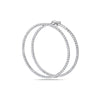 ESTATE 3.30CT DIAMOND 18KT WHITE GOLD 3D DOUBLE HOOP SIDEWAYS HANGING EARRINGS