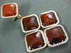 LARGE .80CT DIAMOND & TIGER EYE & QUARTZ 14KT ROSE GOLD SQUARE HANGING EARRINNGS