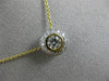 ESTATE LARGE .45CT ROUND DIAMOND 18KT TWO TONE GOLD BEZEL HALO CLASSIC NECKLACE