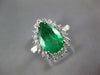CERTIFIED LARGE 3.4CT DIAMOND & AAA EMERALD 14K WHITE GOLD ENGAGEMENT RING 27283