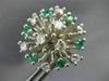 ANTIQUE 2.46CT DIAMOND & AAA EMERALD 14KT WHITE GOLD 3D CLUSTER EARRINGS  #21900