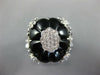 ESTATE LARGE .82CT DIAMOND & AAA BLACK ONYX 14KT WHITE GOLD 3D FLOWER FUN RING