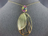 LARGE 2.90CT AAA MULTI COLOR SAPPHIRE 14KT YELLOW GOLD OVAL CRISS CROSS PENDANT