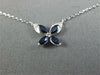 ESTATE .42CT DIAMOND & AAA SAPPHIRE 14KT WHITE GOLD 3D BUTTERFLY LOVE NECKLACE