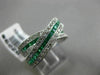 ESTATE LARGE 1.60CT DIAMOND & EMERALD 14KT WHITE GOLD 3D CRISS CROSS X LOVE RING
