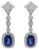 LARGE 7.72CT DIAMOND & AAA SAPPHIRE 18KT WHITE GOLD 3D CUSHION & ROUND EARRINGS