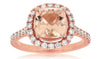 LARGE 2.60CT DIAMOND & AAA MORGANITE 14KT ROSE GOLD 3D CUSHION & ROUND FUN RING