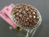 ESTATE LARGE 1.64CT PINK & WHITE DIAMOND 18KT 2 TONE GOLD 3D OVAL FILIGREE RING