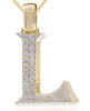 ESTATE EXTRA LARGE 1.45CT DIAMOND 14K YELLOW GOLD L INITIAL FUN FLOATING PENDANT