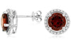 3.23CT DIAMOND & AAA GARNET 14KT WHITE GOLD 3D ROUND HALO CLASSIC STUD EARRINGS