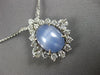 LARGE & LONG 12.10CT DIAMOND & AAA BLUE STAR SAPPHIRE 14K WHITE GOLD 3D NECKLACE