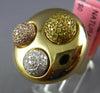 LARGE 1.10CT WHITE CANARY & PINK DIAMOND 18K YELLOW GOLD MULTI CIRCULAR FUN RING