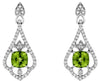 1.46CT DIAMOND & AAA PERIDOT 14KT WHITE GOLD FLOWER TEAR DROP HANGING EARRINGS
