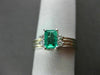 ESTATE .97CT DIAMOND & EMERALD 14KT WHITE GOLD ENGAGEMENT RING BEAUTIFUL! #21750