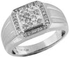ESTATE .50CT DIAMOND 14KT WHITE GOLD ROUND CLUSTER SQUARE HALO OCTAGON MENS RING