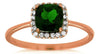 1.11CT DIAMOND & AAA RUSSALITE 14KT ROSE GOLD 3D CUSHION & ROUND FRIENDSHIP RING