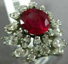 ESTATE EXTRA LARGE 6.30CT DIAMOND & AAA RUBY PLATINUM FLOWER OPEN FILIGREE RING