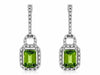 ESTATE 2.50CT DIAMOND & AAA PERIDOT 14KT WHITE GOLD SQUARE HALO HUGGIE EARRINGS