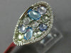 ESTATE 1.68CT DIAMOND & AAA EXTRA FACET MULTI GEM 14KT WHITE GOLD 3D OVAL RING