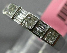 ESTATE .52CT DIAMOND 18KT WHITE GOLD 3D SQUARE 2 ROW WEDDING ANNIVERSARY RING