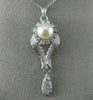 ANTIQUE .50CT OLD MINE DIAMOND AAA SOUTH SEA PEARL 14K WHITE GOLD PENDANT #21893