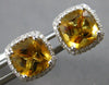 LARGE 3.93CT DIAMOND & AAA CITRINE 18KT WHITE GOLD CUSHION & ROUND STUD EARRINGS