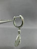 ESTATE 1.02CT DIAMOND 14KT WHITE GOLD 3D TEAR DROP HALO HUGGIE HANGING EARRINGS